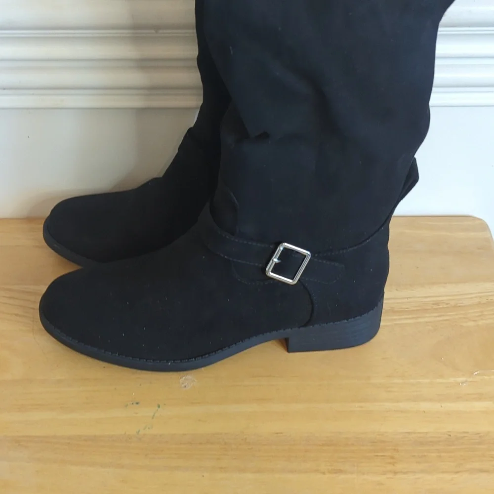 Sun‎ + Stone women's AnyaaWC Faux Leather Wide Calf Over The KneeBoots Size 7.5